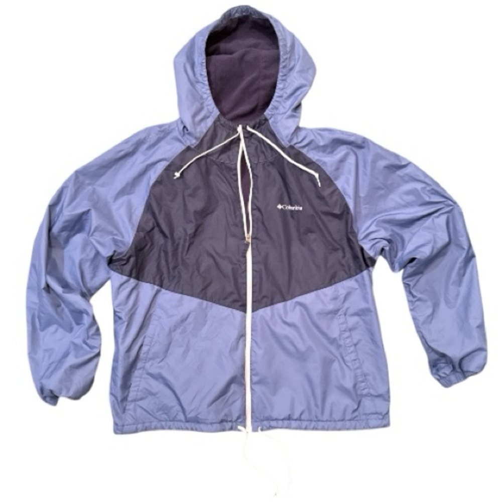 Columbia Fleece Lined Hooded Windbreaker Jacket Blue Navy Women’s XXL - Picture 3 of 11